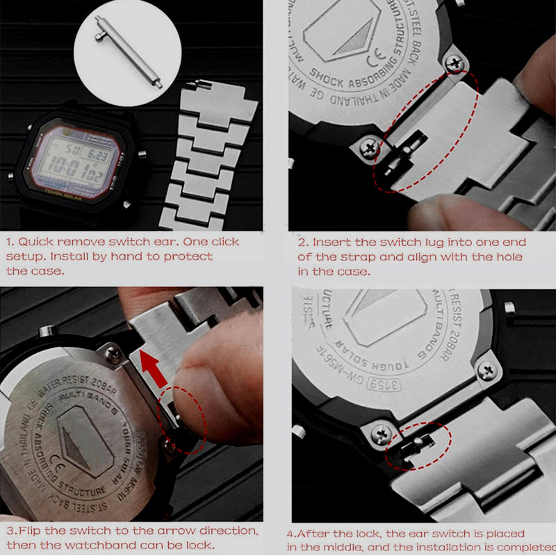 Stainless Steel Watch Band Replacement + Watch Cover for Casio G-SHOCK GW-5000 5035 DW5600 Stainless Steel Watch Band Replacement + Watch Cover for Casio G-SHOCK GW-5000 5035 DW5600